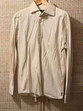 Men's Long-Sleeve Dress Shirt in Light Beige - Classic Point Collar